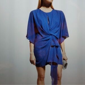 Aidan by Aidan Mattox Blue Draped Dress